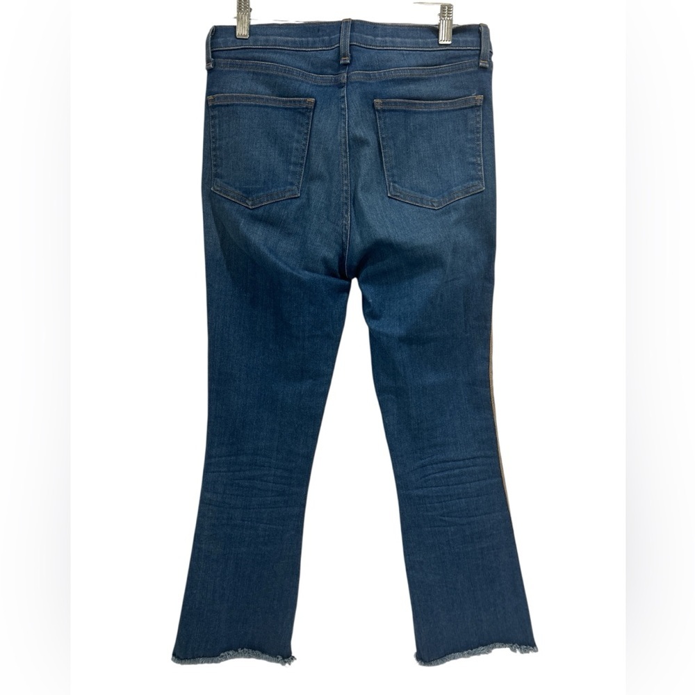 Veronica Beard Carolyn 10" Baby Boot Tuxedo Stripe Raw Hem Button Fly Jeans - 27 - Picture 2 of 10